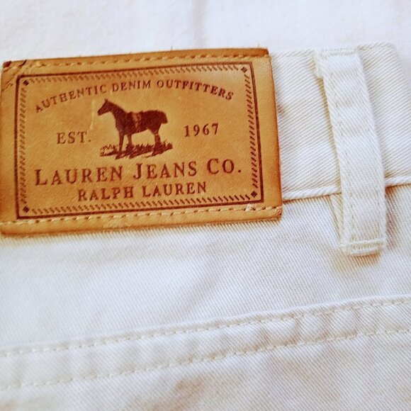 Ralph Lauren Cropped High Rise Ivory Denim Pants. Size 10P - Picture 4 of 6